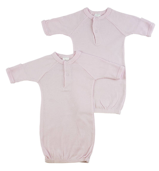 Bambini Preemie Solid Pink Gown - 2 Pack