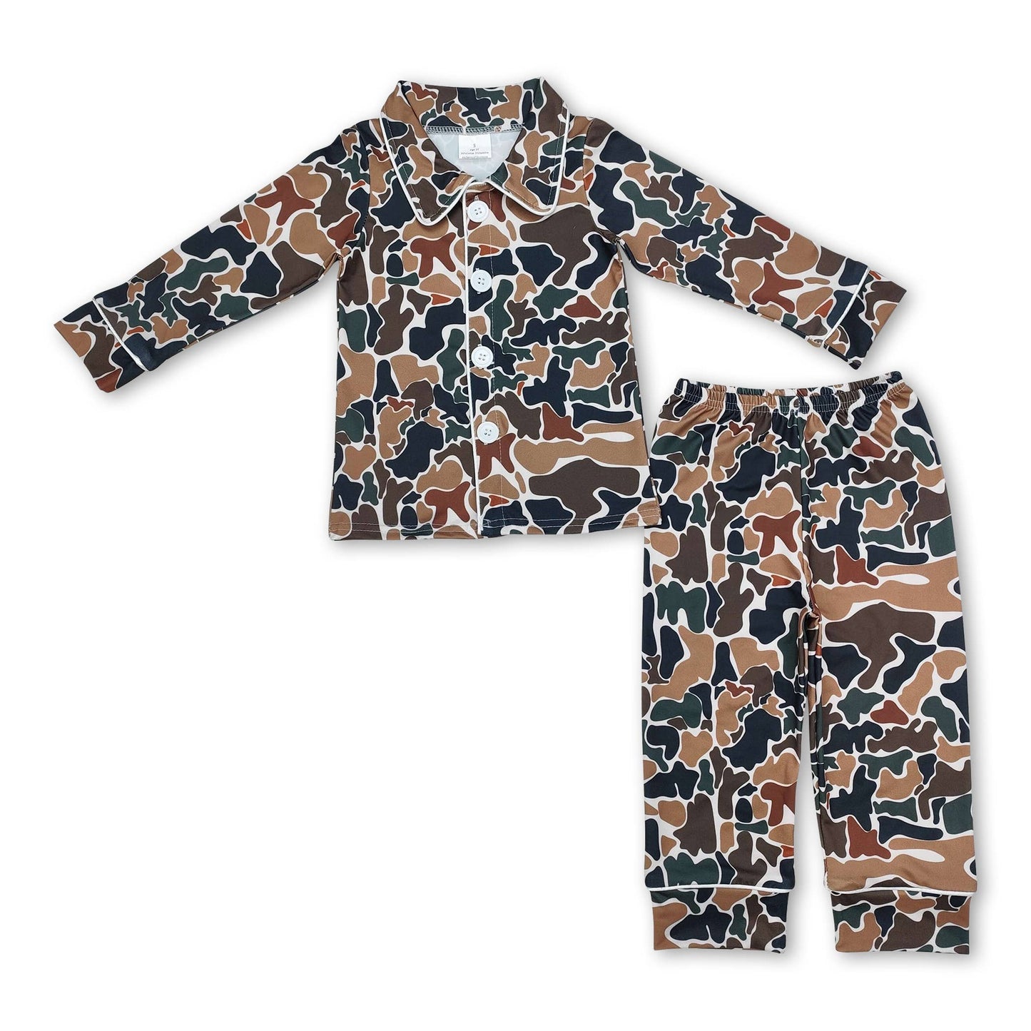 Bottomland camo long sleeves children button down pajamas