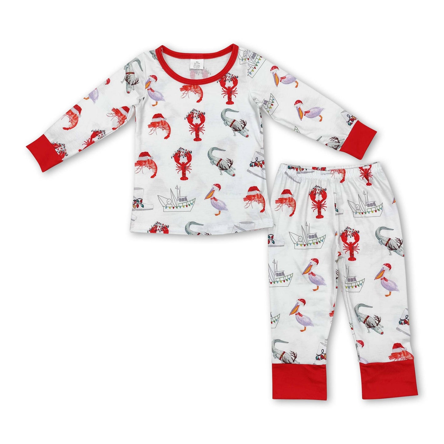 Crawfish duck boots baby Christmas zipper romper