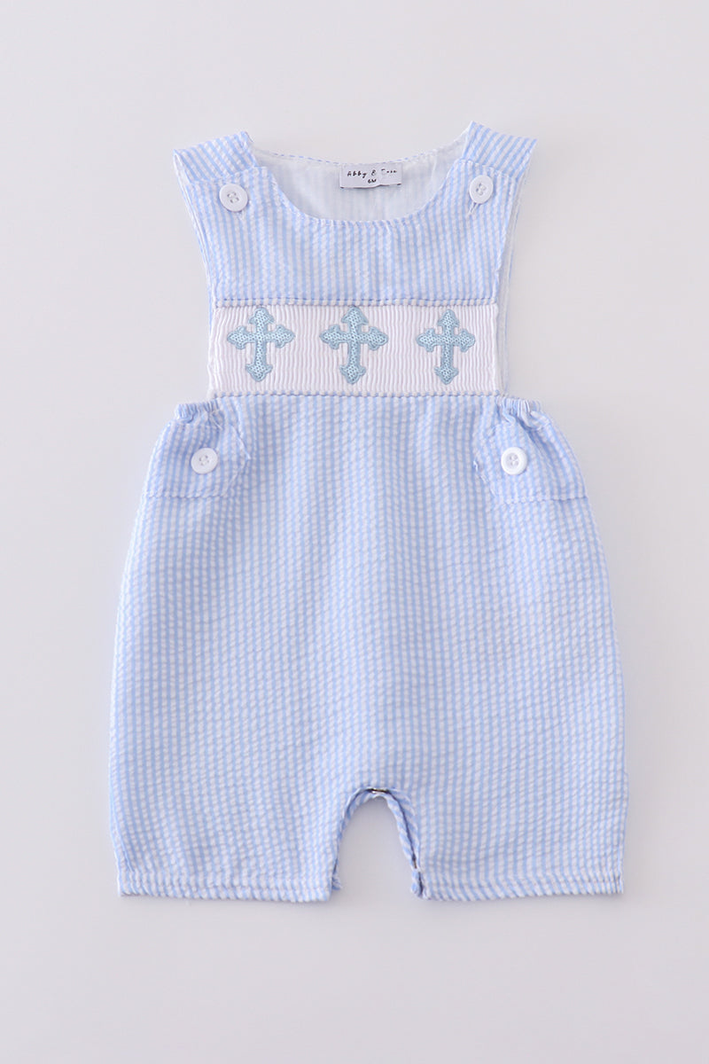 Boys - Blue Cross Embroider Smocked Set