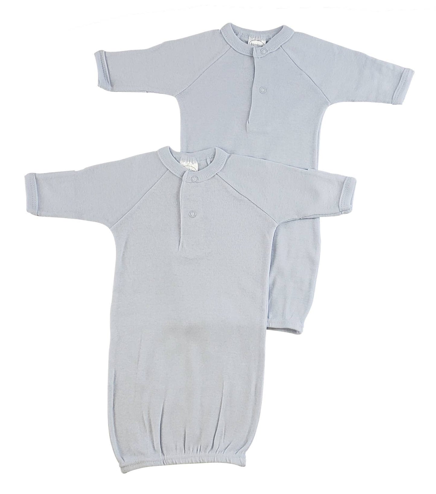 Bambini Preemie Solid Blue Gown - 2 Pack