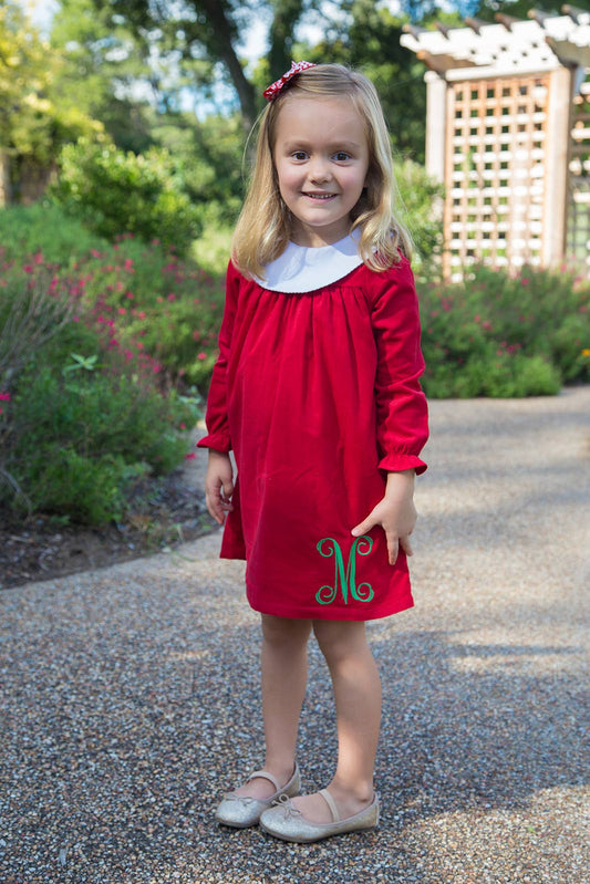 Corduroy Bishop Dress - Red