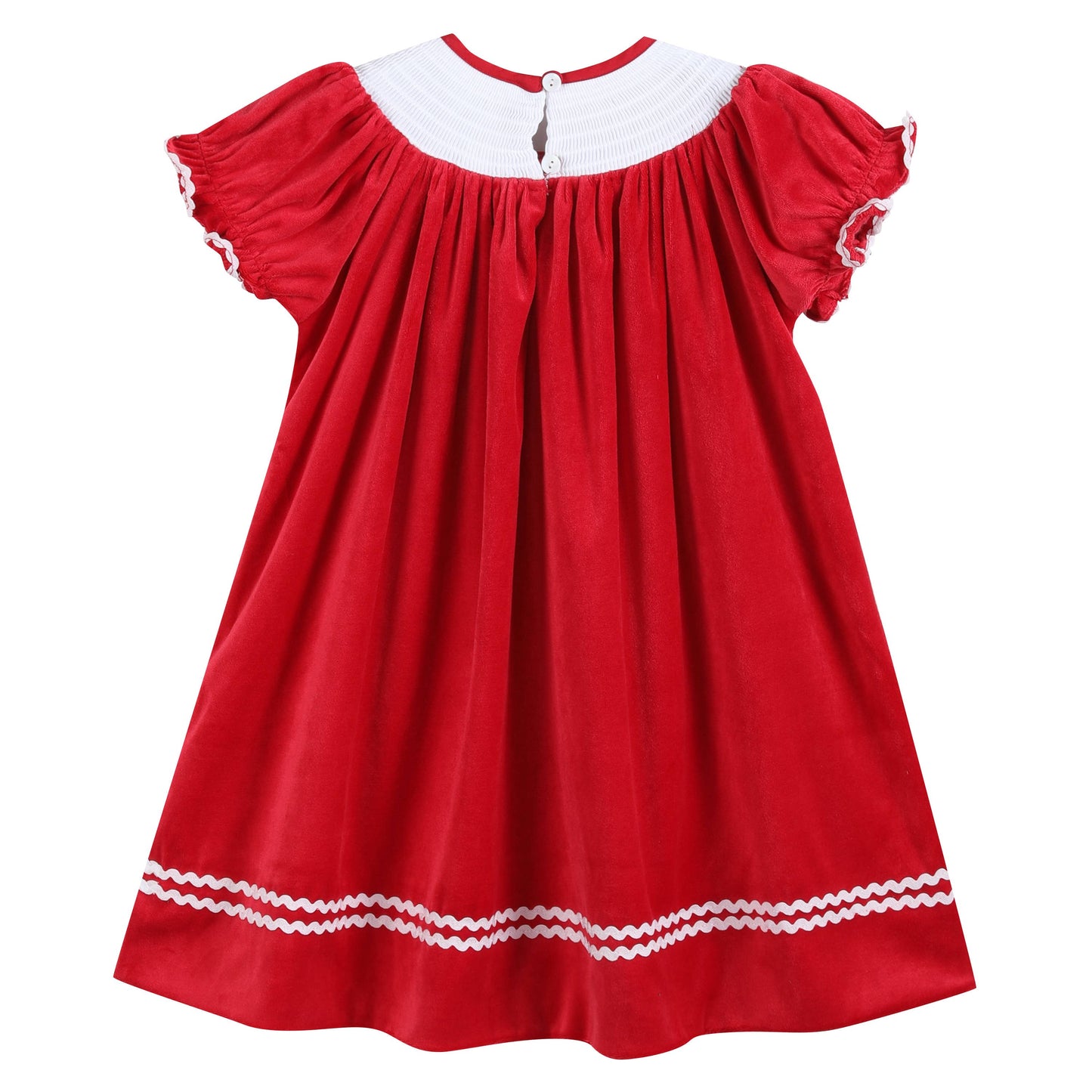 Red Corduroy Christmas Nativity Smocked Bishop Dress